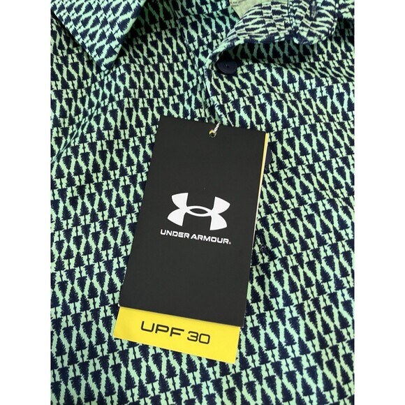 Under Armour Golf Men SMALL Green Playoff 3.0 Density Print Stretch Polo UPF+40 - Picture 2 of 4